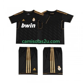 Camisolas de futebol Real Madrid 2011 2012 Retro Criança Equipamento Alternativa Manga Curta